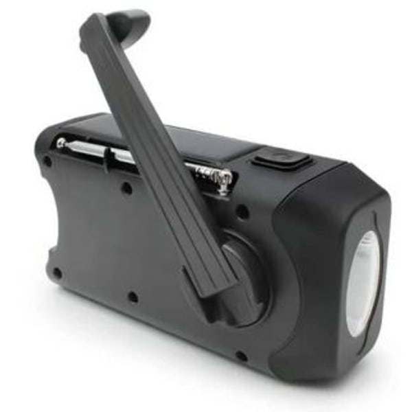 Musta käsikäyttöinen radio aurinkokennoilla, taskulampulla ja 2000mAh Powerbank hätäradio, Survival Black