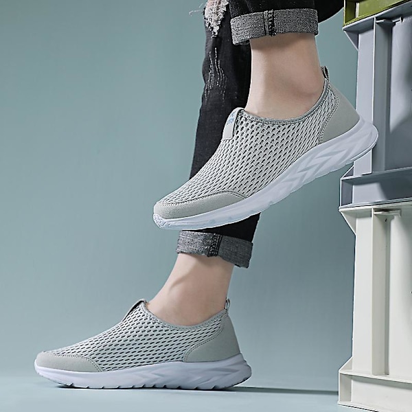 Vulkaniserte Sko Herre Sneakers Pustende Herre Fritidssko Sklisikre Loafers for Menn 2G2036 Lysegrå