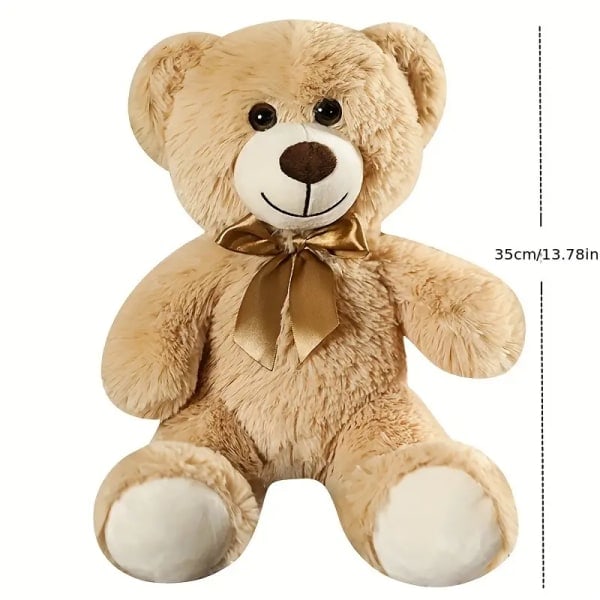 1 stk 35 cm Fluffy Teddy Bear med Sløyfe - Søt Teddy Bear Dyre Pute Dekorasjon