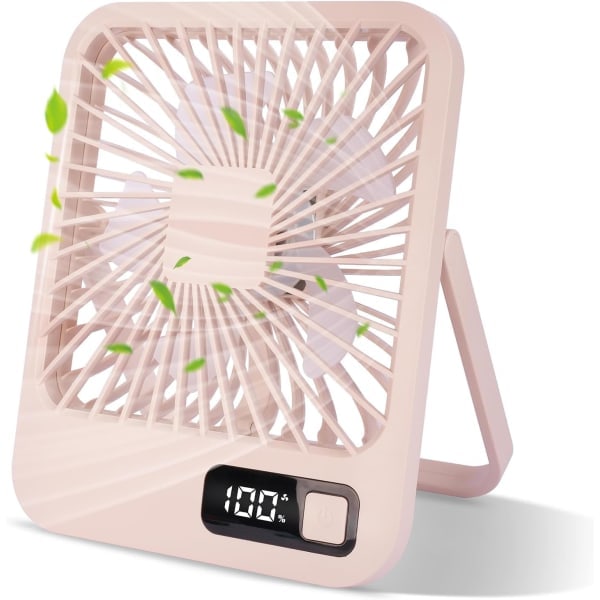 Pieni pöytätuuletin, 1800mAh Type-C pieni pöytätuuletin 5 nopeutta Ladattava ja tehokas, 180° säädettävä LED-näyttö Mini-tuuletin Matala dB...