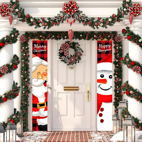 God Jul Dörrbanderoll Veranda Skylt 71 x 12 Tum Hängande Banderoll Flagga för Hem Vägg Inomhus Utomhus Julparty Dekorationer
