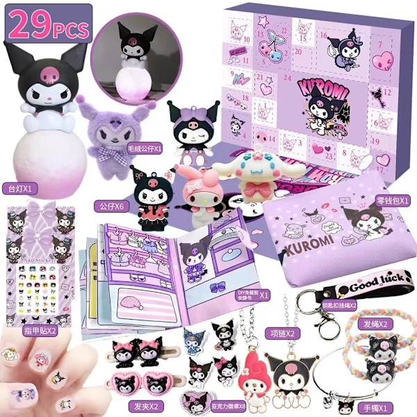 2024 Joulukalenteri Kuromi My Melody Cinnamoroll Sanrio Leikkikalut Tarvikkeet Joulu CountDown Kalenteri Lasten Lahjat Kuromi