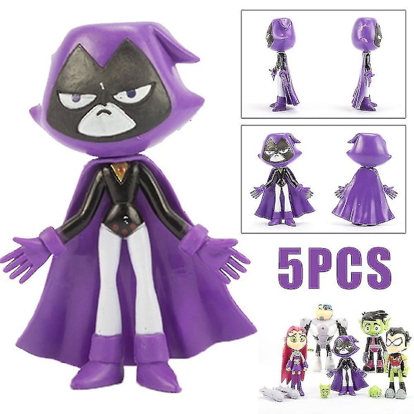 5 stk/sett Teen Titans Action Figur Leker Skrivebordsdekorasjon Dekor Barn Perfekte gaver til jul, kakedekorasjoner, samleobjekter, festgaver