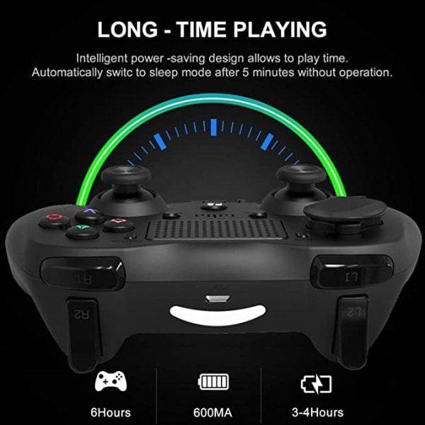 Trådlös 6-axlig kontroll för PS4 Svart