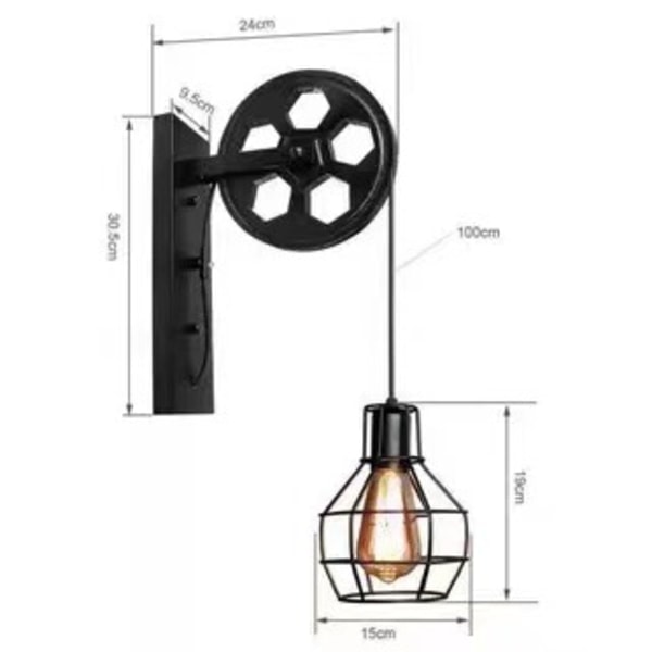 Retro væglampe Industriel væglampe Skærm Smijern Justerbar væglampe LED rød guld
