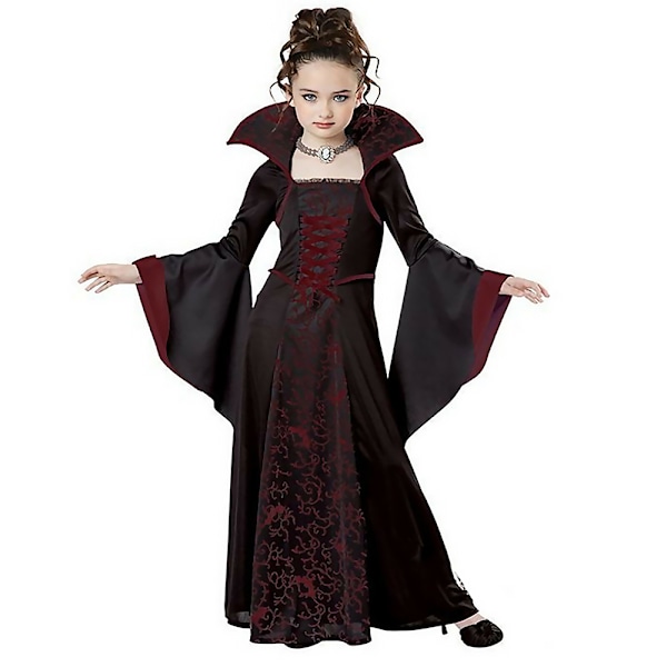 Pigekostume til Halloween - Vampyrheks i vinrød 130cm wine red