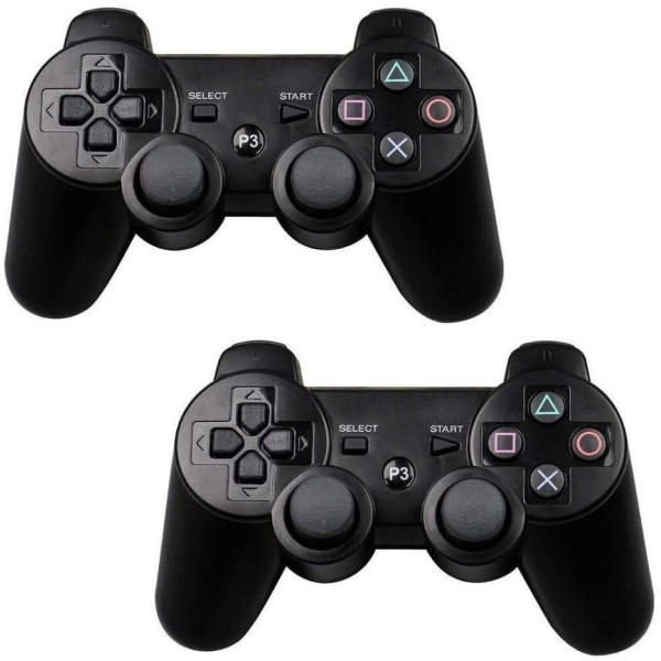 REMAKE 2 stk PS3 Trådløs Kontroller Svart