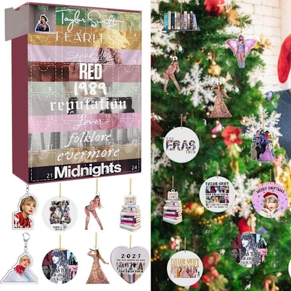 Taylor Swift Blindbox Julkalender med 24 Gåvor, Dekoration, Hänge, Nyckelring - sfssscs GJ185-004 Blind Box