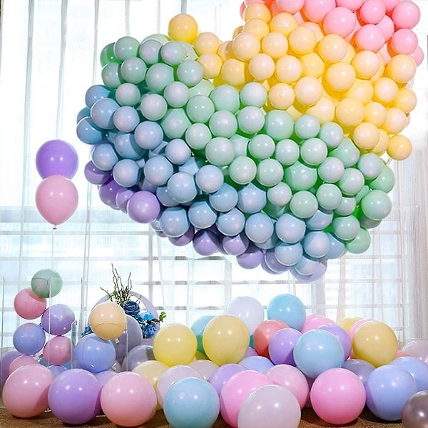 100 st Ballonger 11 Blandade Färger Set - 10 tum Macaron Färger för Nyårsfest Jul Barnfest Dekorationstillbehör Passar Helium O