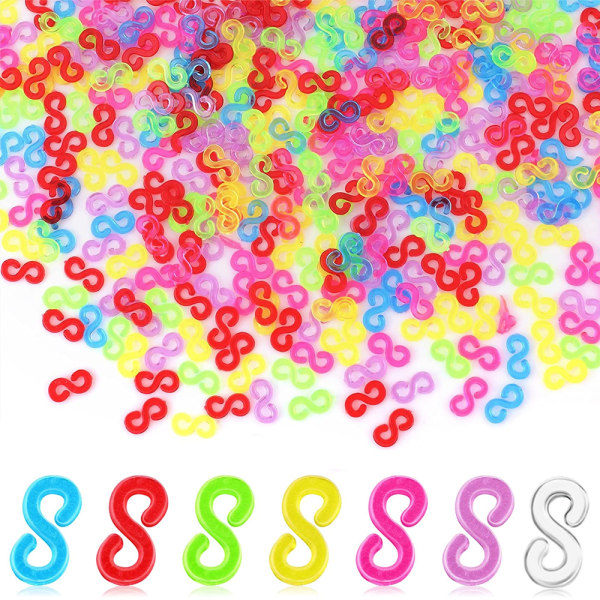 REMAKE 360 st S-klämmor Loom Band-klämmor Plastkopplingar Påfyllning Färg