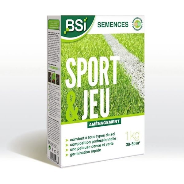 BSI - Nurmikon siemen - Urheilu ja leikki - Suojakerroksella - Korkea laatu - jopa 50 m² - 1 kg
