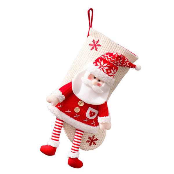 Stickad Julstrumpa Stereo Snögubbe Presentpåse Julafton Godisstrumpor Julgåvastrumpor för Barn