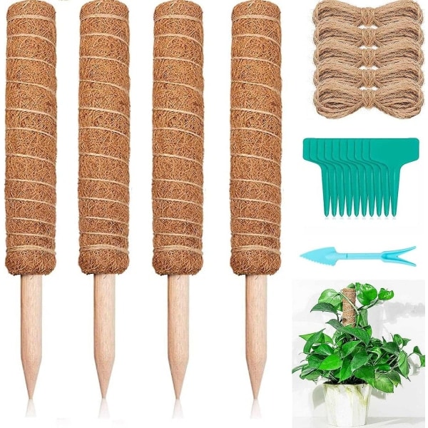 Mosspåle för Monstera-växter, Böjbar Växtpåle, Växtstöd för Inomhuskrukor, 45' Kokosfiberpåle Växtstöd för Sphagnum-Xin