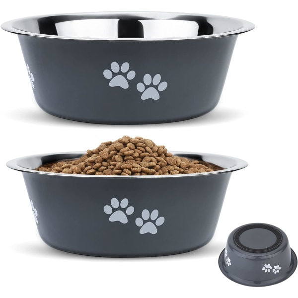 REMAKE Grå hundskålar i rostfritt stål (1-pack), s-skålar