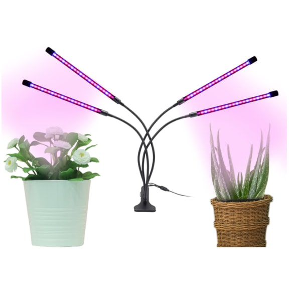Full Spectrum LED Växtlampa, Justerbar UV Bonsai Växtlampa (Två Rörs LED Växtlampa, 5V-3A US/EU Adapter)