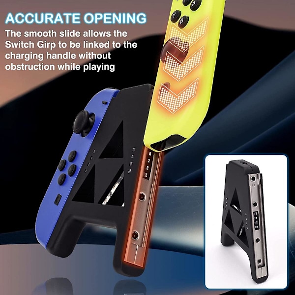 Veeki Slide Joy-Con Laddningsgrepp för Switch/Switch OLED Portabel Joy-Con Laddare Handkontroll Komfortgrepp Snabb Laddning Under Spelande (Svart)
