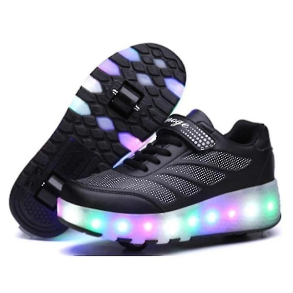 Rullaluistimet, Led-valot, mustat, koko 28-39 37 black