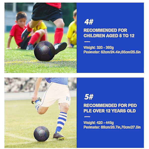 Glødende fodbold størrelse 4 & 5, lysende bold til natspil og træning Multifarvet 4 Multicolor