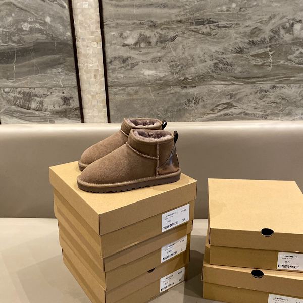Vinterkorta snöboots i ull, mini, vattentäta, snöbomull, Renbrun 42 Reindeer Brown