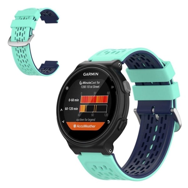 24mm dubbellags silikonarmband för Garmin Forerunner-enhet - Cyan / Mörkblågrön