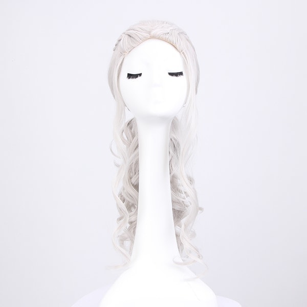 Cosplay parykk for kvinner, Daenerys parykk lang blond krøllete Kha