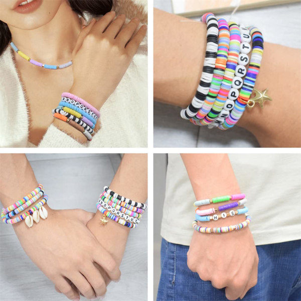 4105 st 18 färger Lera Pärlor för Armband Tillverkning, Flerfärgade Lera Pärlor för Smycken Tillverkning Flerfärgade