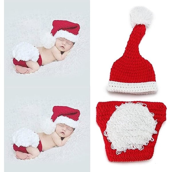 Nyfödd Babyfotografering Rekvisita Kläder Stickad Dräkt Babyfoto Rekvisita Julkläder