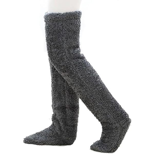 REMAKE SnugglePaws Socktofflor, damstrumpor tofflor, söta varma strumpor benvärmare knästrumpor varma tofflor strumpo Dark Gray