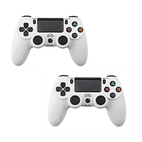 REMAKE 2-pak PS4 Håndkontrol DoubleShock Trådløs til Play-station 4 Hvid Vit
