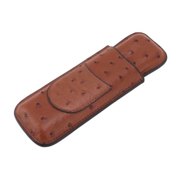 Cigar Etui Holder PU Læder Brun 2 Finger Cigar Bæretaske med Forlomme Bærbar til Jubilæum Fars Dag Gave