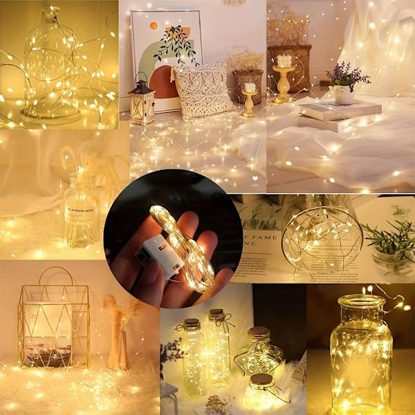 2 stk. Knapcelsbatteri LED-lysstreng Party Dekoration Hjem Værelse Have Jul Bryllup Nytår Ornament Garland Lys 3M 30 LED