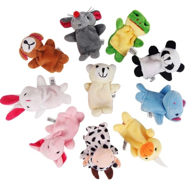 Tiardey 10-pack Fingerdockor Handdockor Mini Plyschfigurer för Pojkar och Flickor