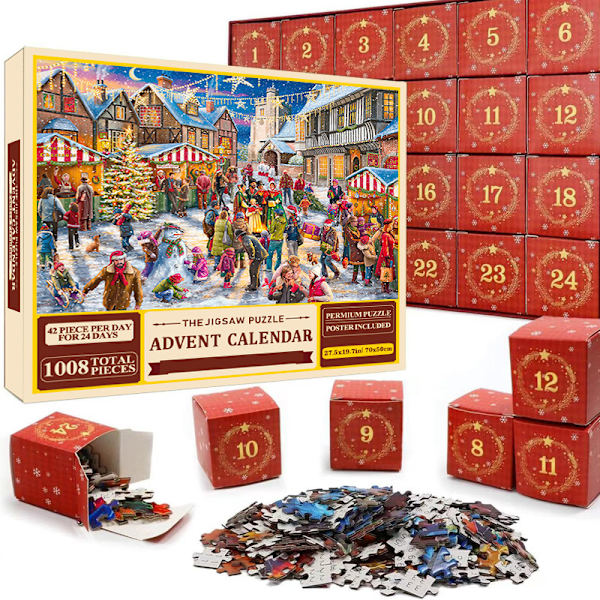 REMAKE Adventskalender med Pussel, Nedräkning till Advent, Adventskalender med Leksakspussel, Julklappar i Blindbox sd25