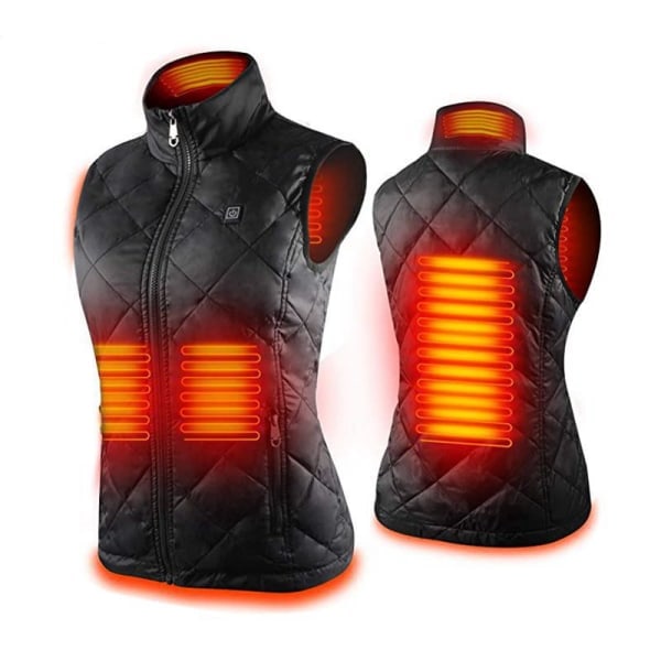 REMAKE Heated vest for women with 4 heat zones, neck warmer jacket Black S