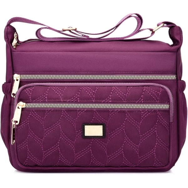 REMAKE Stor Axelväska Kvinnor Axelväska Handväskor Messenger Bag Många Fack Axelväska Plånbok Sidväska Satchel För Resor Lila