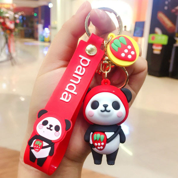 Sød Panda PVC Nøglering til Piger Kreativt Nytårsgave Dyr P*