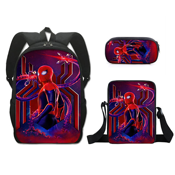 2024 Ny 3-pack Spider-Man Axelväska Unisex Skolväska med Vadderad Axelrem Casual Laptop Ryggsäck Stil 16