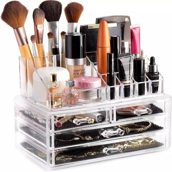 REMAKE Sminkeorganisator i akryl med 4 skuffer - Sminkeholder transparent