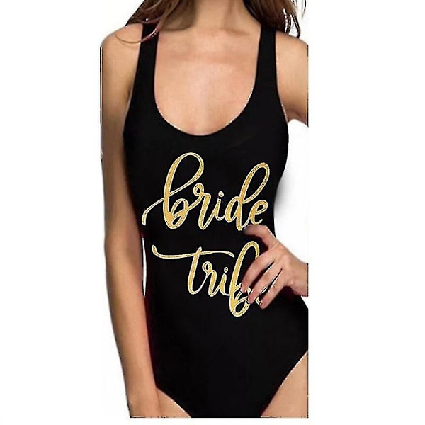 Möhippa Festkläder En Delig Baddräkt Brud & Brudtärna Dam Baddräkt Strandkläder Blivande Brud Bröllopsfest Dekoration ZC56 Swimsuit black S