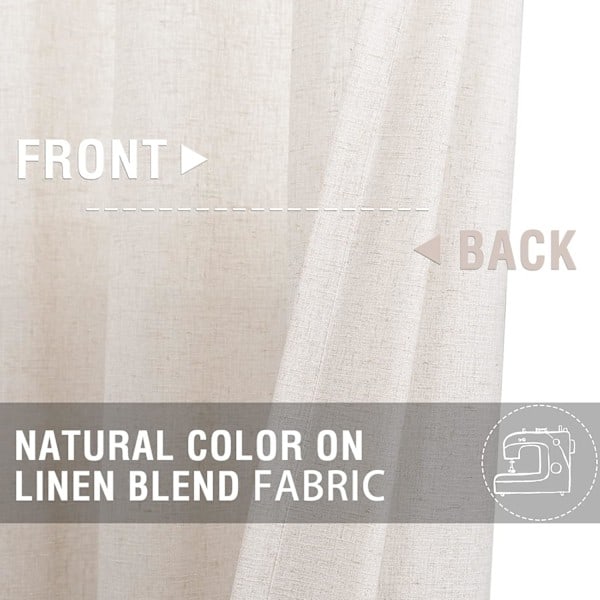 Beige Linned Køkken Gardiner - Landlig Cafe Gardiner (2 Paneler)