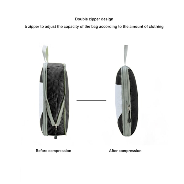 Kompresjonspakkeposer Vanntett Bærbar Koffert Organiseringspose for Klær Undertøy Sko 4stk Svart