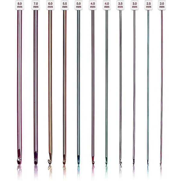 REMAKE Long Crochet Hook Set, 11 pcs Tunisian Crochet Hooks Multicol