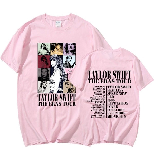 Taylor Swift The Eras Tour International Men Women Short T-Shirt Round Collar Printed Pink Pink M