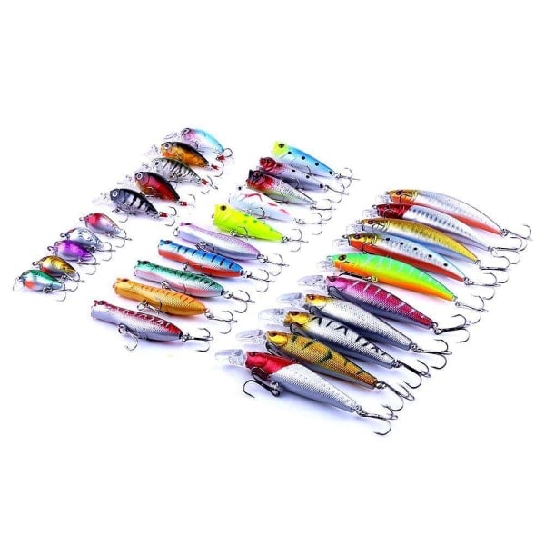 30 fiskebeten wobblers, mört blandade, spinner flerfärgade