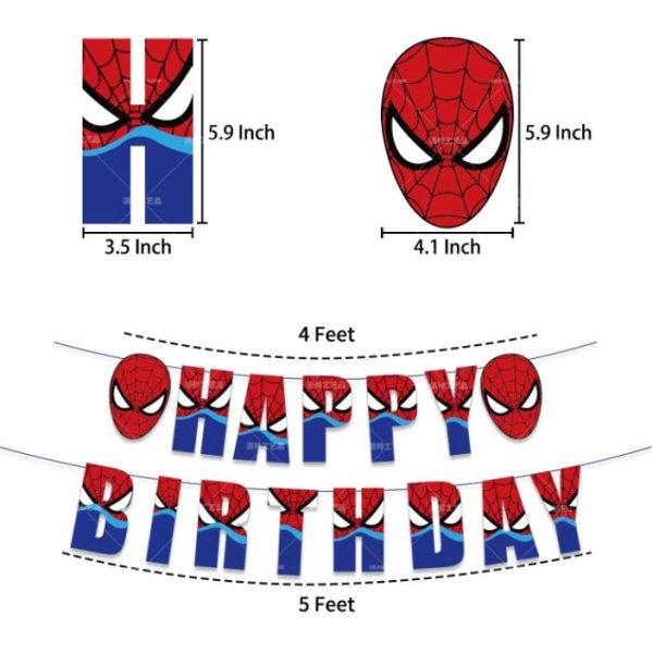 Spider-Man Børnefest Ballongbue - Tillykke med fødselsdagen