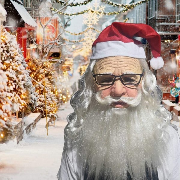 REMAKE Mjuk Jultomte Vuxen Min Gamla Man Jul Semester Rolig Latex Mask utan hatt Tomte