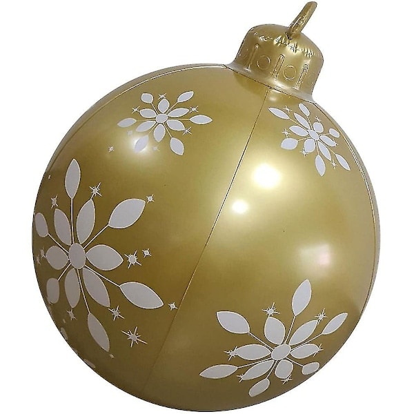 Jätte Stor Jul PVC Uppblåsbar Dekorerad Boll, Jul Uppblåsbar Utomhus Dekoration Leksaksboll Utan Ljus [HK] Gyllene Snöflinga