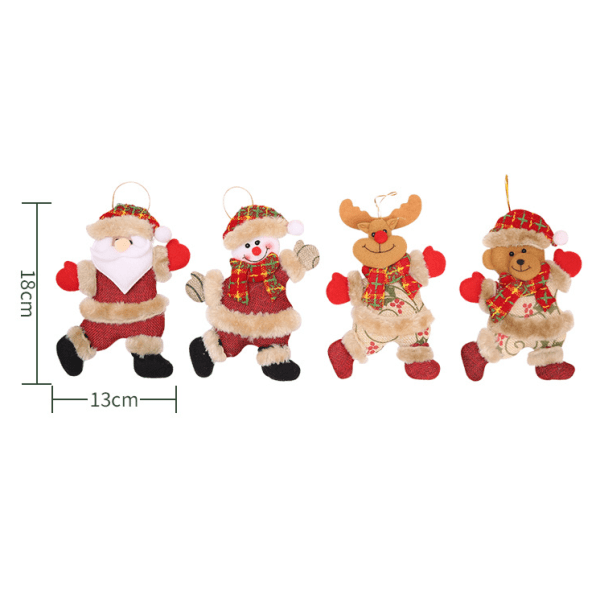 Julepynt Ornamentsett med 4 Snømann Rein Rutete Bjørn Plysj Hengedekor for Hjem Hage Jul Feriefest Gave
