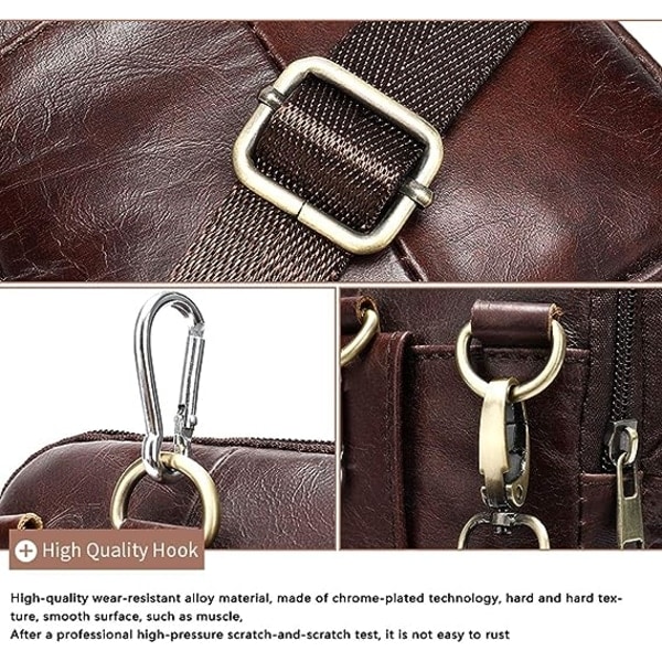 Mobiltelefon Skuldertaske Læder, Mobiltelefon Bælteholder, 6,5 Tommer Læder Crossbody Taske til Mænd Kaffe