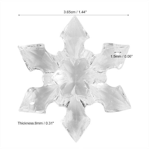 10 st Klar Akryl Julsnöflingor Dekorationer Festivalfest Jul DIY Träd Dekor (3,6 cm)